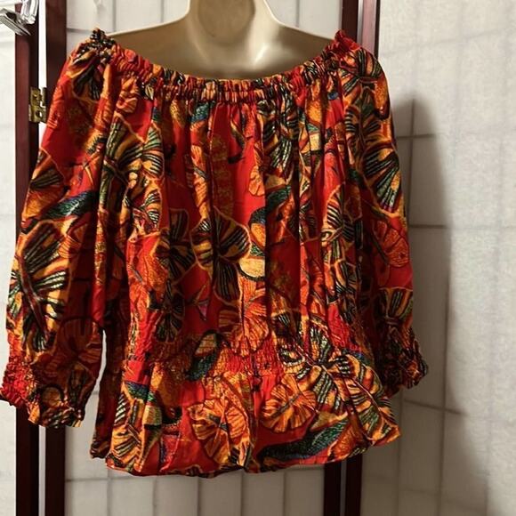 RACHEL ZOE TROPICAL‎ SUMMER VACATION BLOUSE SIZE 1X - Picture 2 of 5